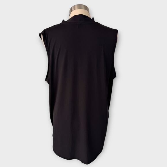 Massini Womens XL V Neck Sleeveless Black Blouse Polyester Spandex - Picture 5 of 7